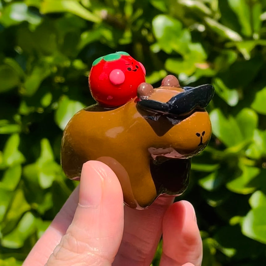 🕶️ Cool Capy with Tomato Friend 🥰 🍅