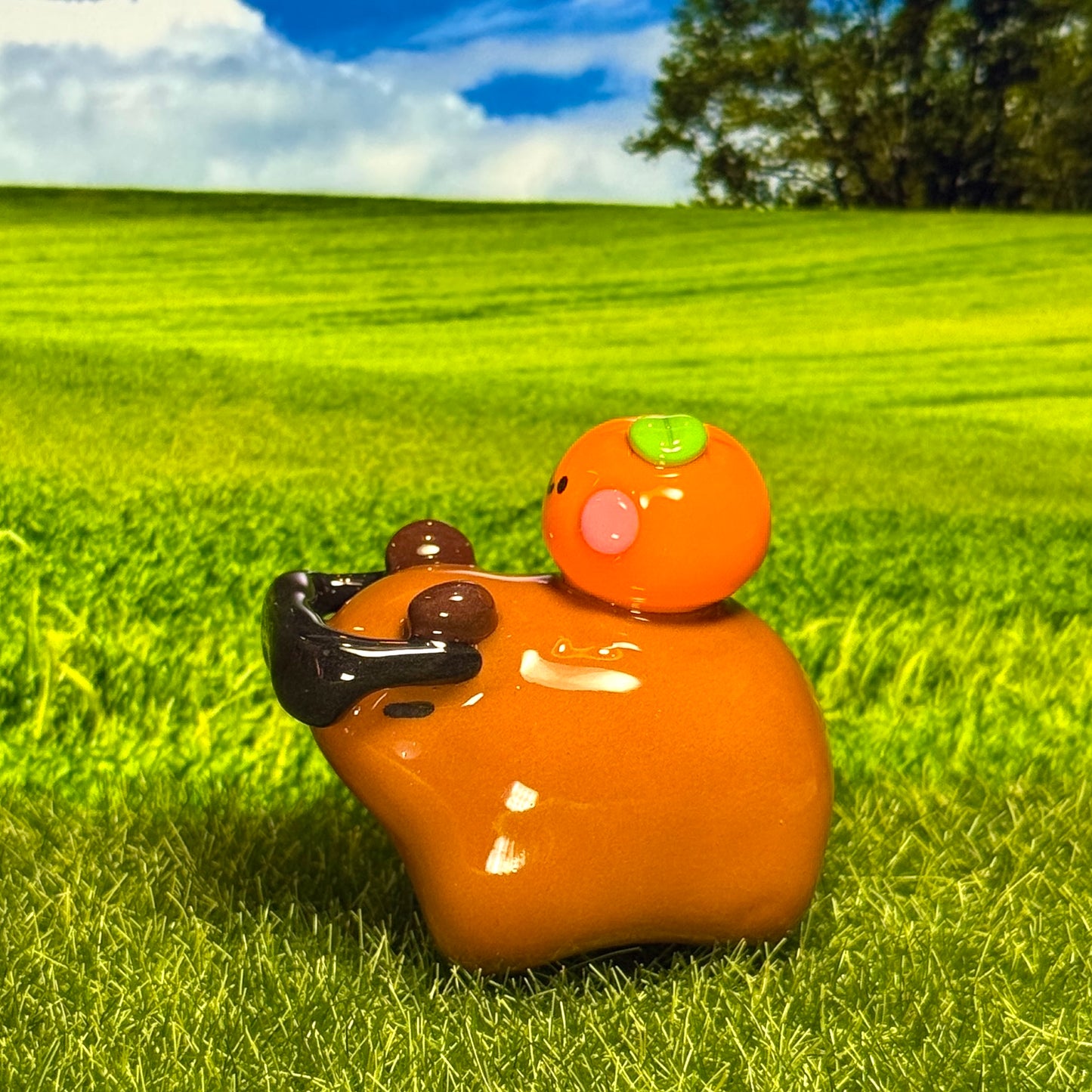 🕶️Cool Capybara & Orange Friend Figure🍊
