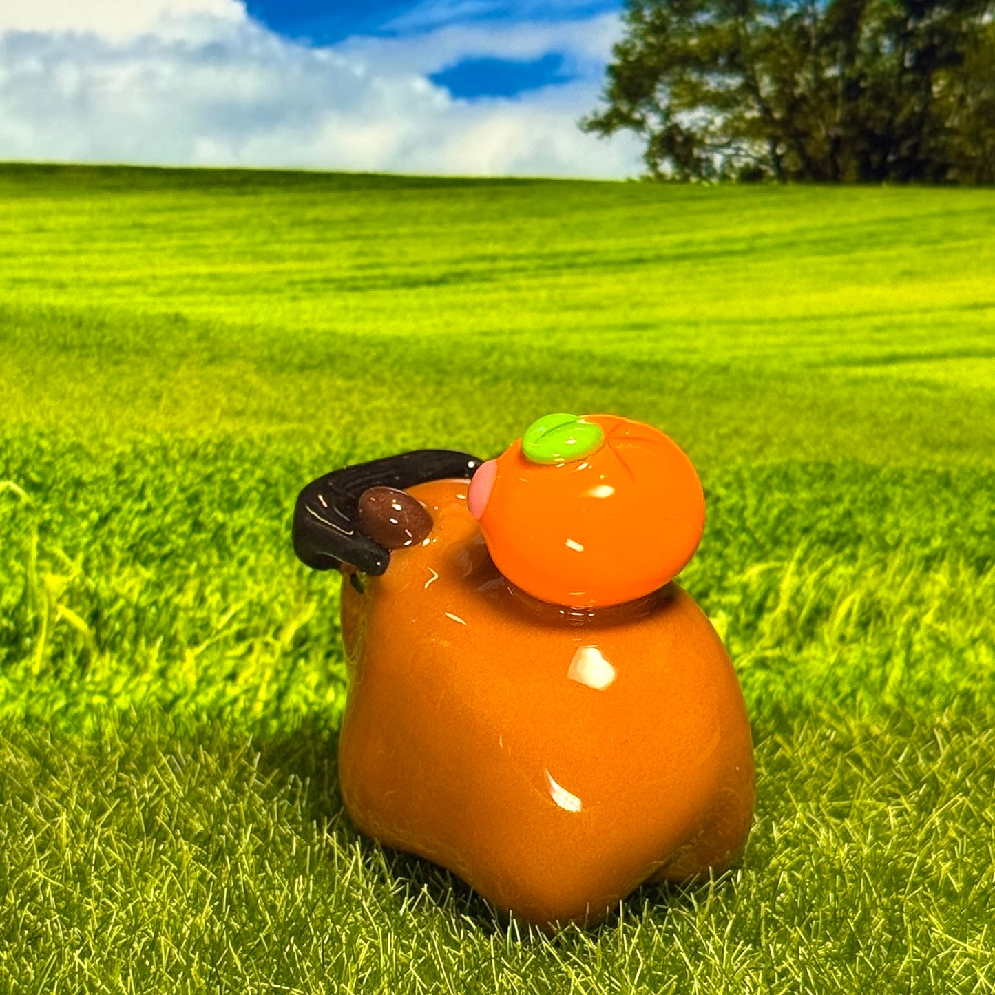 🕶️Cool Capybara & Orange Friend Figure🍊