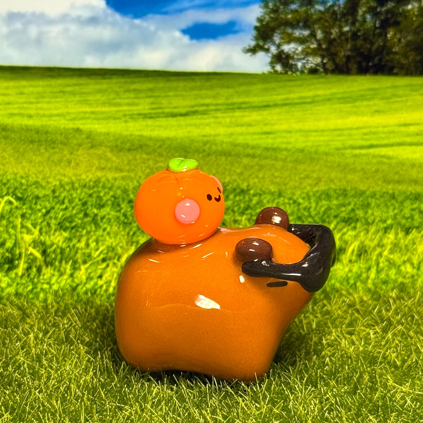 🕶️Cool Capybara & Orange Friend Figure🍊