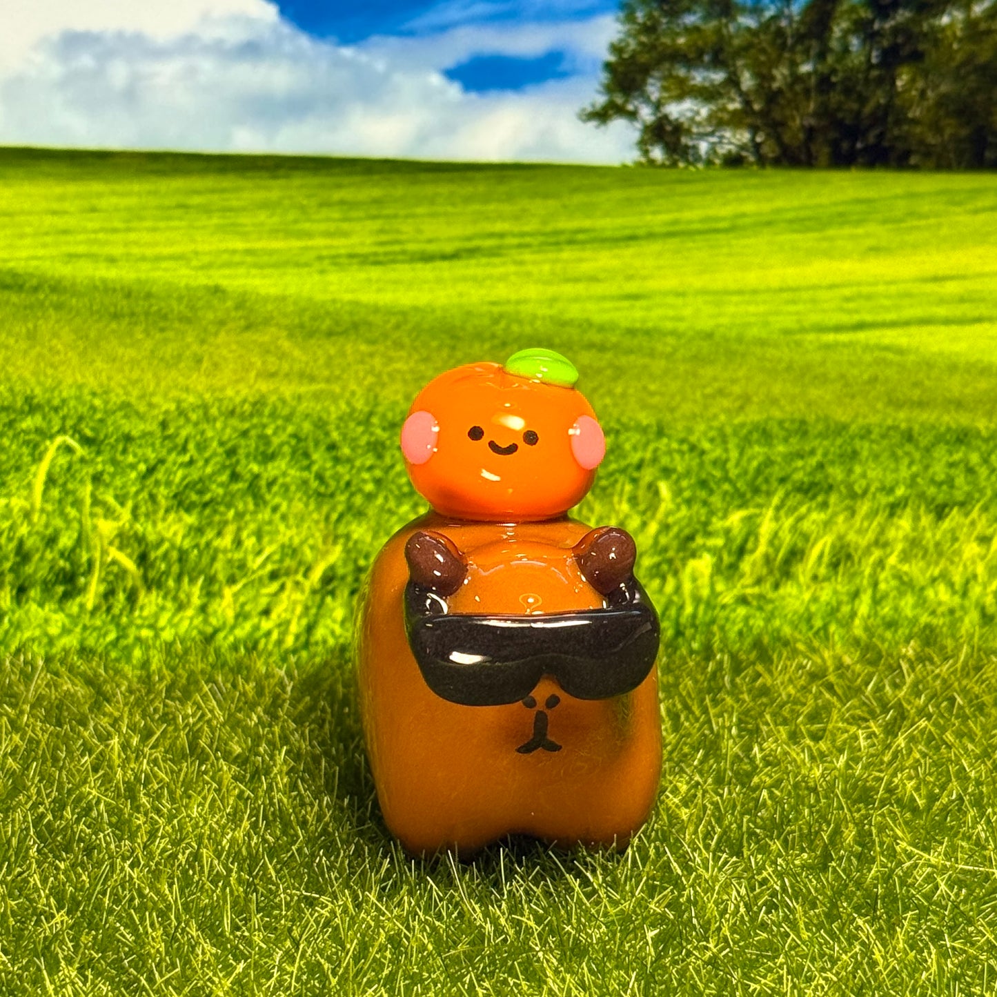 🕶️Cool Capybara & Orange Friend Figure🍊